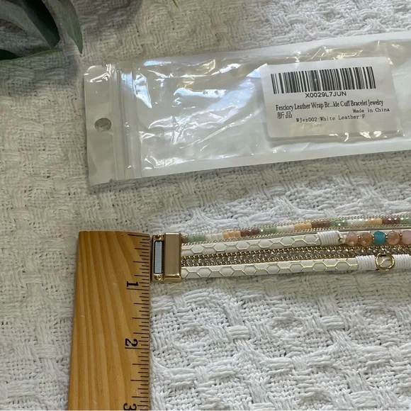 Cuff White and Multi Color Multi-Strand Bracelet~ Magnetic clasp- Gold Color - Picture 3 of 5